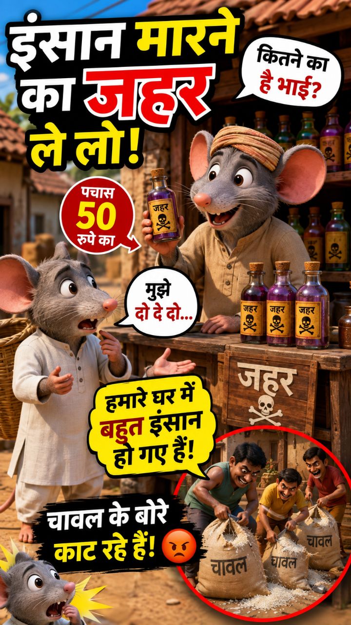 चूहा इंसानों से हुआ परेशान 😂 | चावल के बोरे बचाने निकला चूहा | Funny Cartoon Video