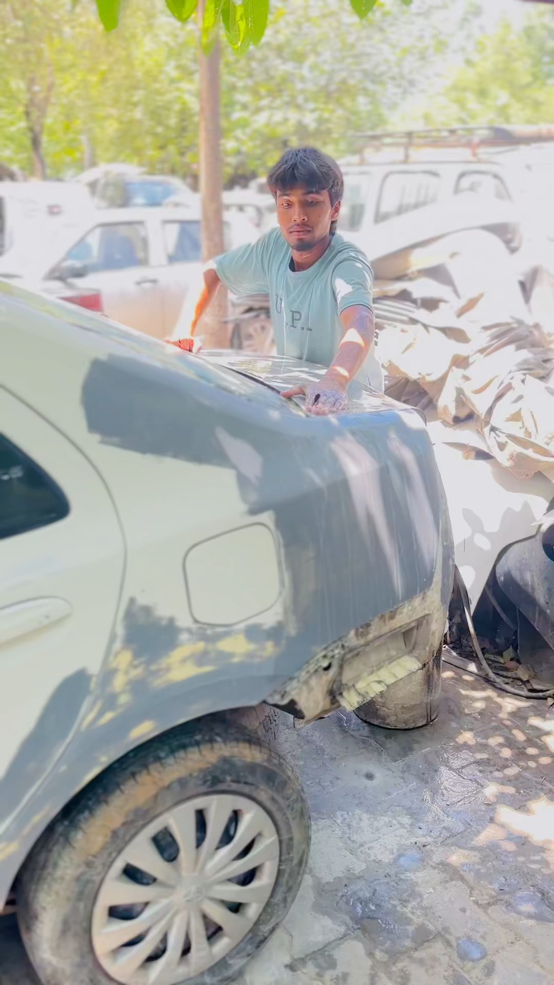Etios car denting painting #shorts