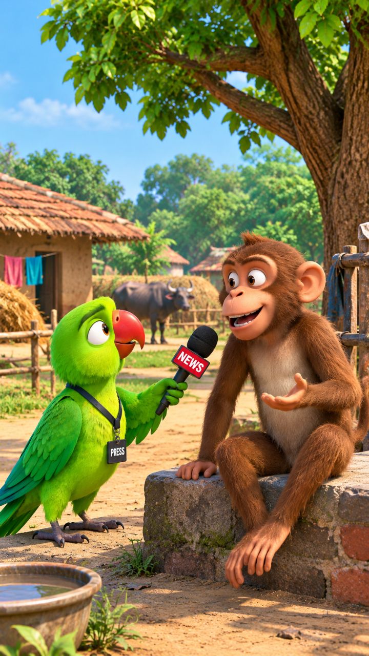 तोते ने बंदर से पूछा—नेता सफेद कपड़े क्यों पहनते हैं? 😂🐒🦜