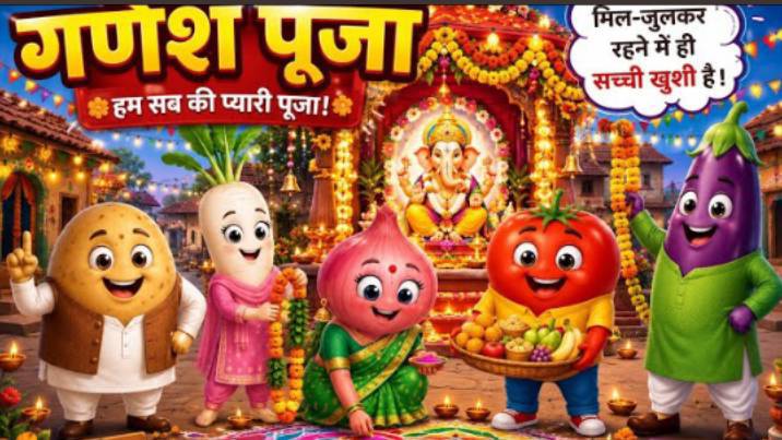 गणेश पूजा में सब्जियों की मस्ती 😂🙏 | प्यारी सी गणेश पूजा | Aalu Ki Duniya #shorts