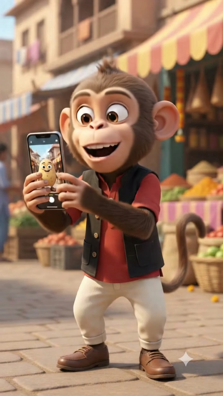 🎬 बंदर ने आलू को ऑनलाइन बेच दिया! 😂🥔🐵 | Funny Cartoon #Shorts