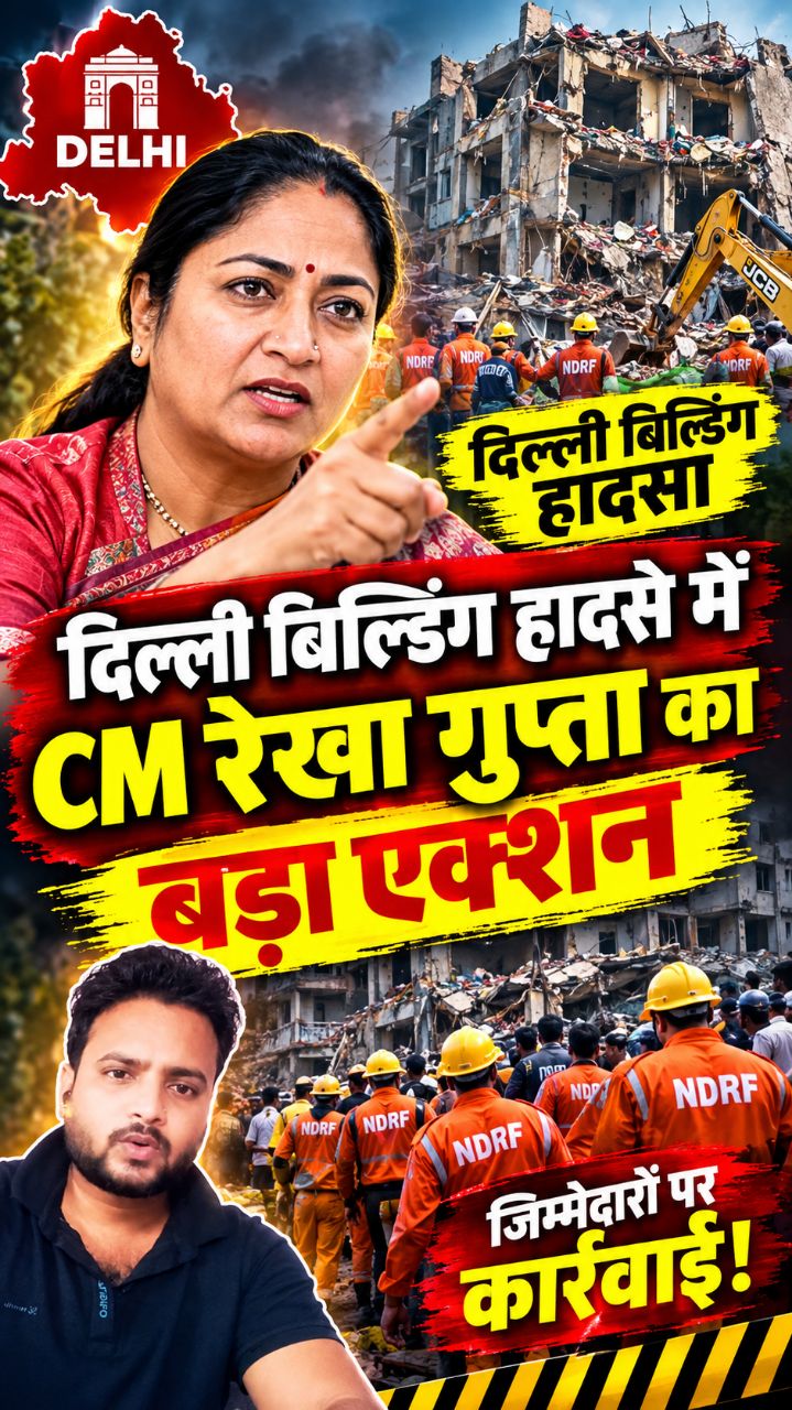 दिल्ली बिल्डिंग हादसा के बाद सीएम रेखा गुप्ता का बड़ा एक्शन