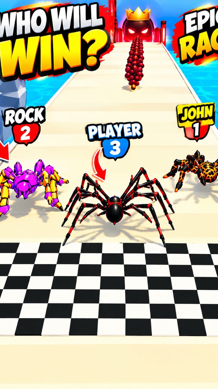 Spider Race 🕷️🔥 Player 3 vs John 1 vs Rock 2 😱 Who Will Win? #shorts