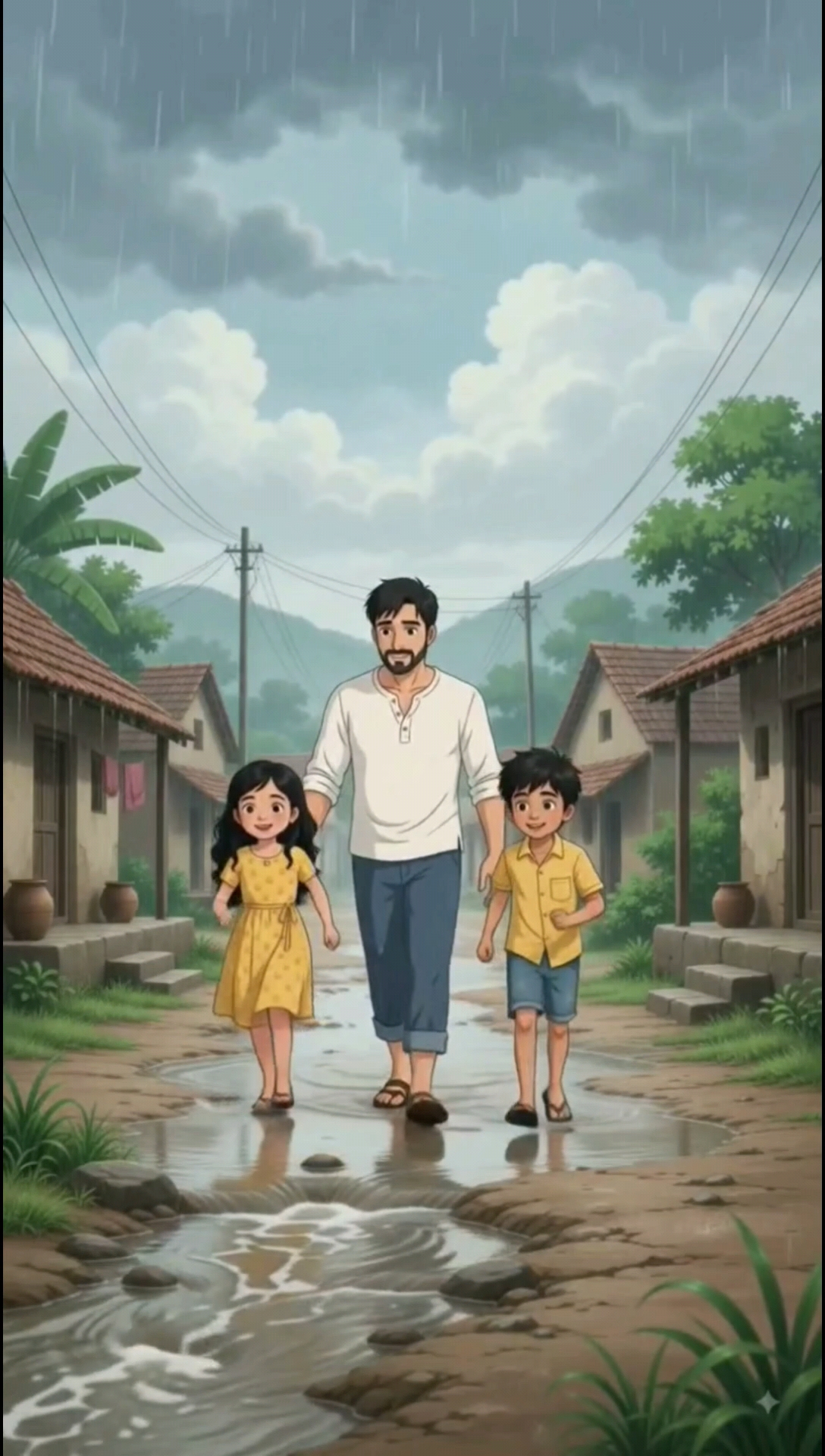 बारिश में फँसे पिल्ले को बच्चों ने बचाया 🥺❤️ Ghibli style  #Shorts