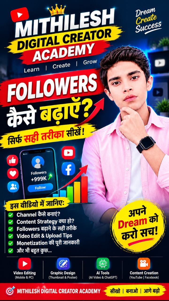 Followers कैसे बढ़ाएँ? 🚀 | Mithilesh Digital Creator Academy | Social Media Growth Tips 2026