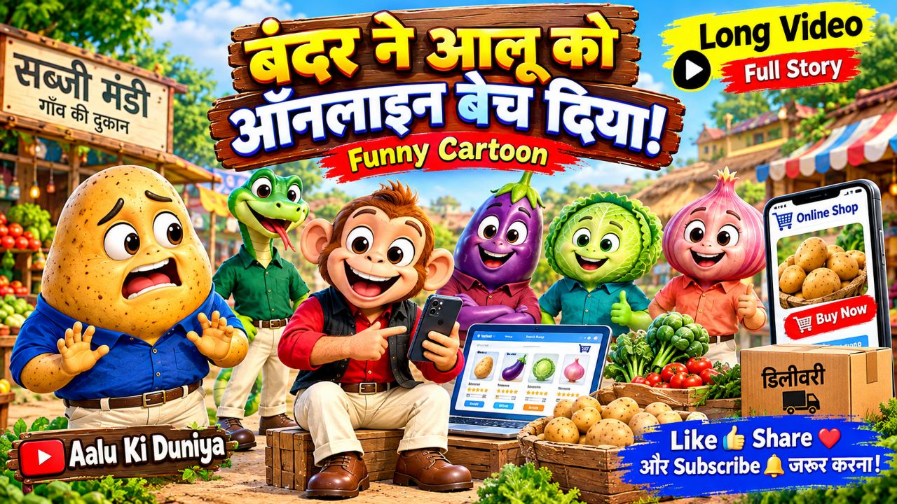 बंदर ने आलू को ऑनलाइन बेच दिया! 😂🥔🐵 | मजेदार कार्टून कहानी | Aalu Ki Duniya
