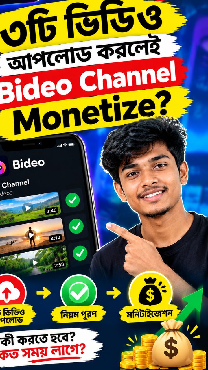 ৩টি ভিডিও আপলোড করলেই Bideo Channel Monetize? | সত্যিটা জানুন 2026