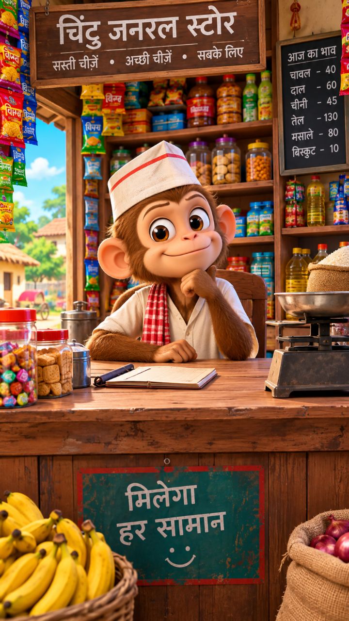 🐒🔥 Title:

बंदर बना दुकानदार 😂🐒 | चिंटू की मजेदार दुकान | Hindi Cartoon Comedy #Shorts