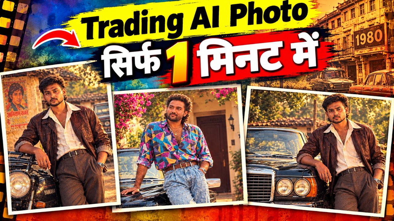 Instagram पर Trading AI Photo बनाएं सिर्फ 1 मिनट में 🔥 | 1980s Vintage AI Photo Editing