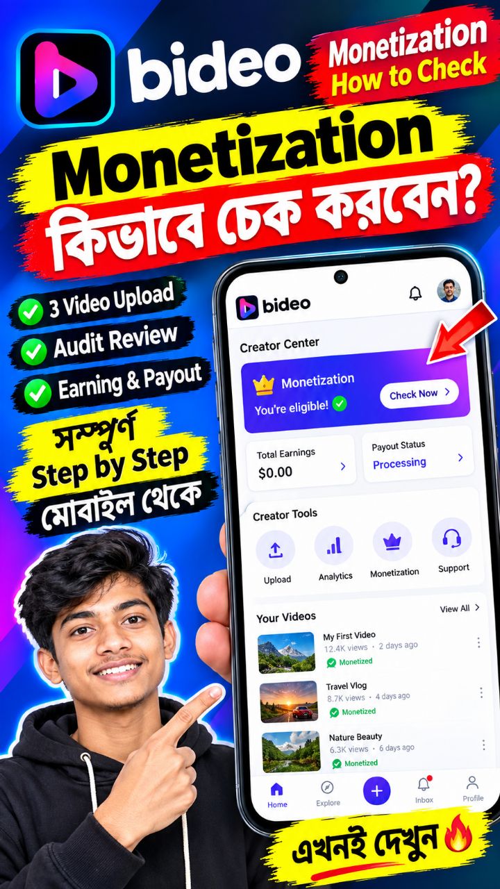 Bideo App Monetization কীভাবে Check করবেন? | Bideo Monetize Status Check 2026
