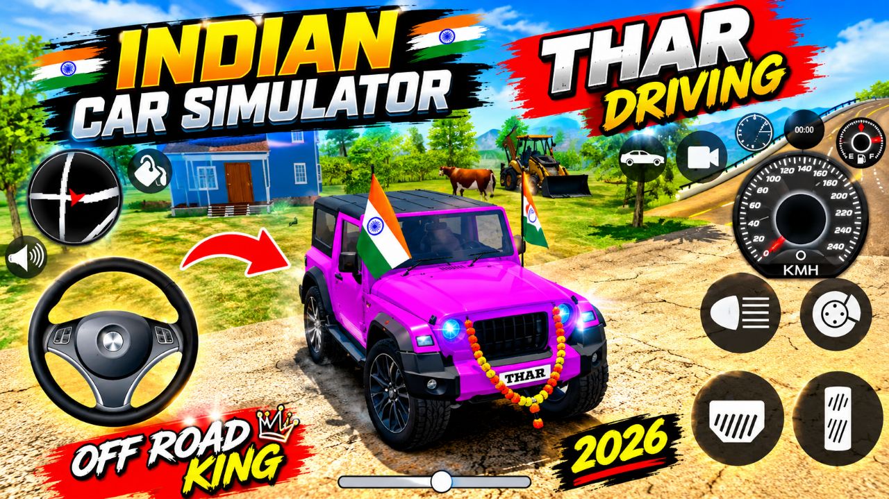 Modified Mahindra Thar red thar game Indian gadi wala game car games android game