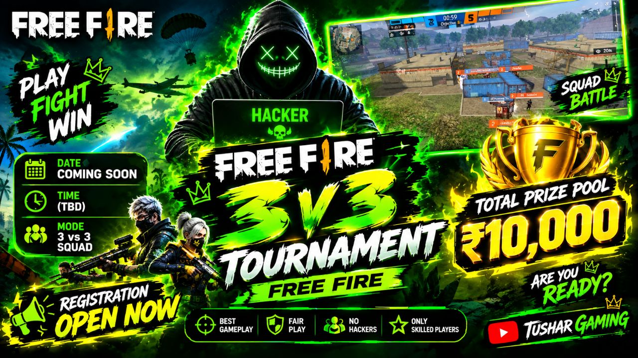 🔥 Tushar Gaming নিয়ে আসছে Free Fire 3 VS 3 Tournament! 🎮🏆