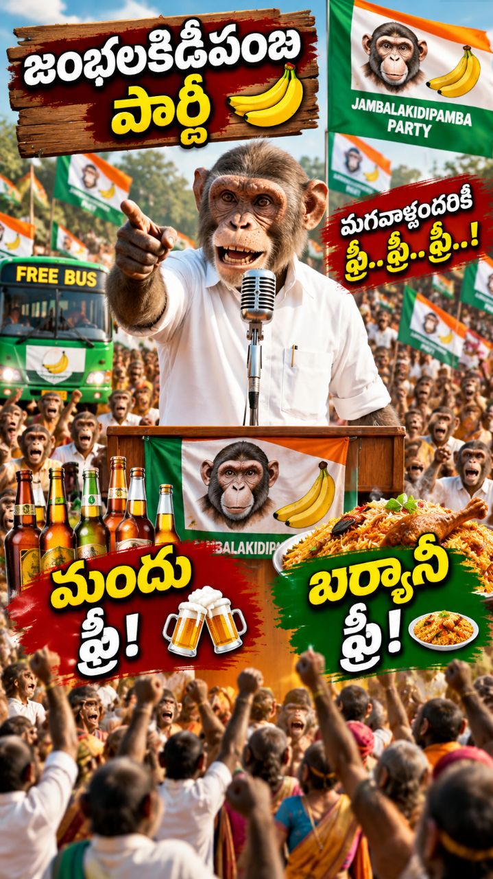 మందు, బిర్యానీ ఫ్రీ అంట! 😂🐒