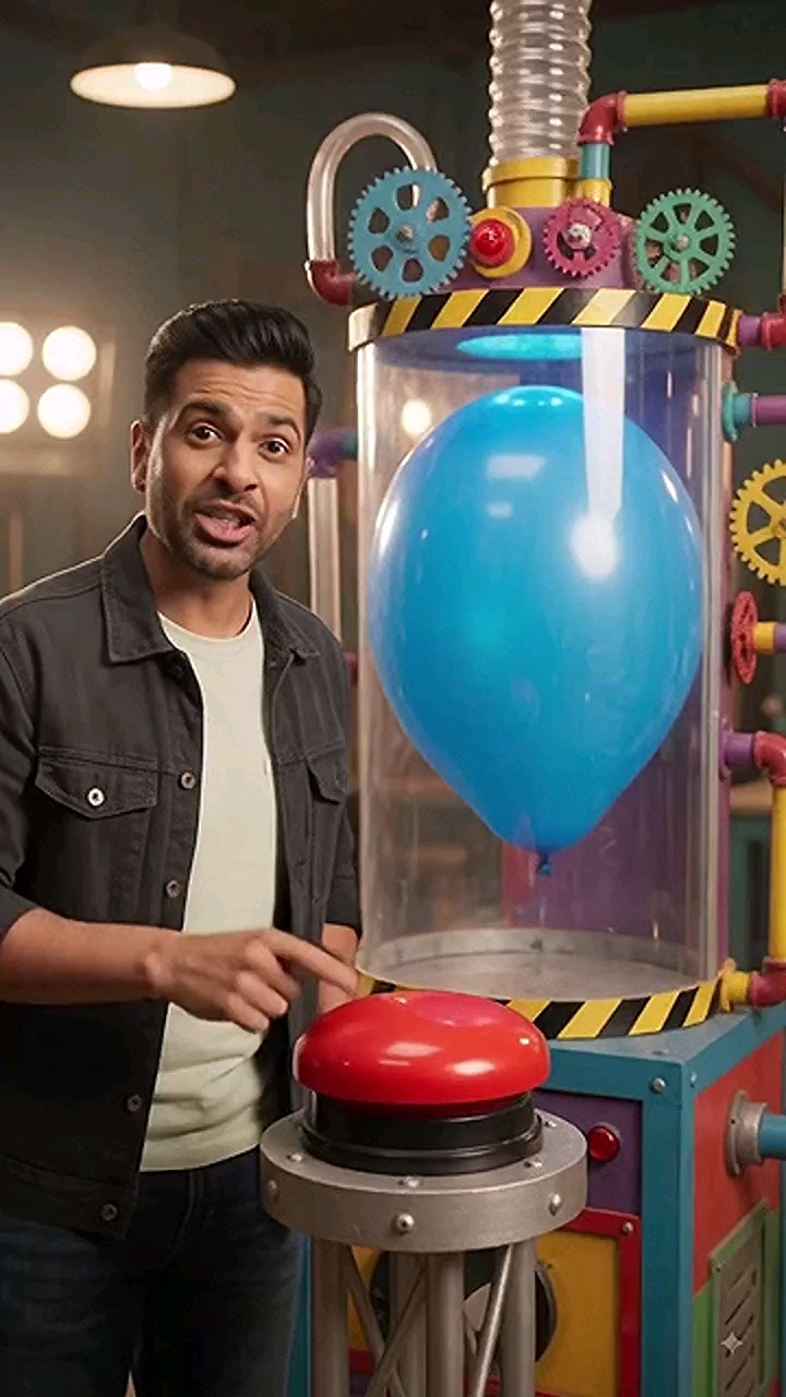 इतना बड़ा लाल बटन दबाना तो बनता था 😂🎈 | Button दबाया और गुब्बारा फूट गया! #Shorts
