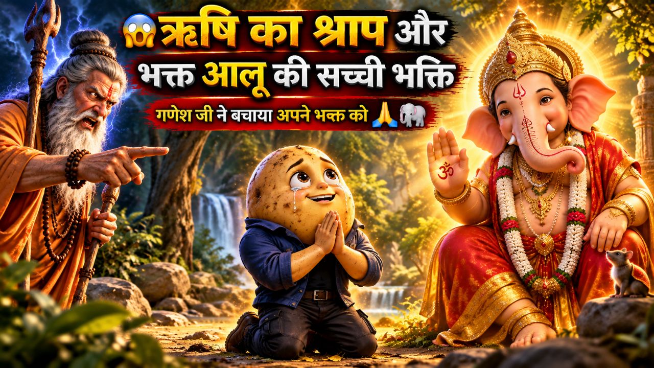 😱 ऋषि का श्राप और भक्त आलू की सच्ची भक्ति | गणेश जी ने बचाया अपने भक्त को 🙏🐘