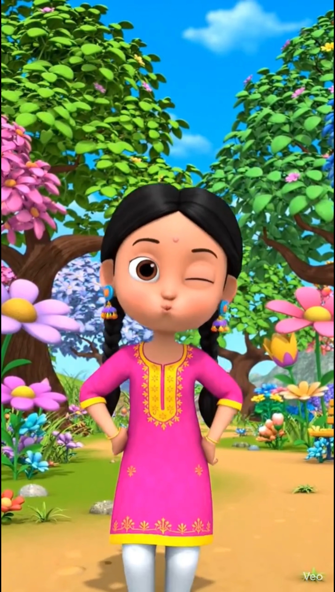 Cute girl dancing cartoon video