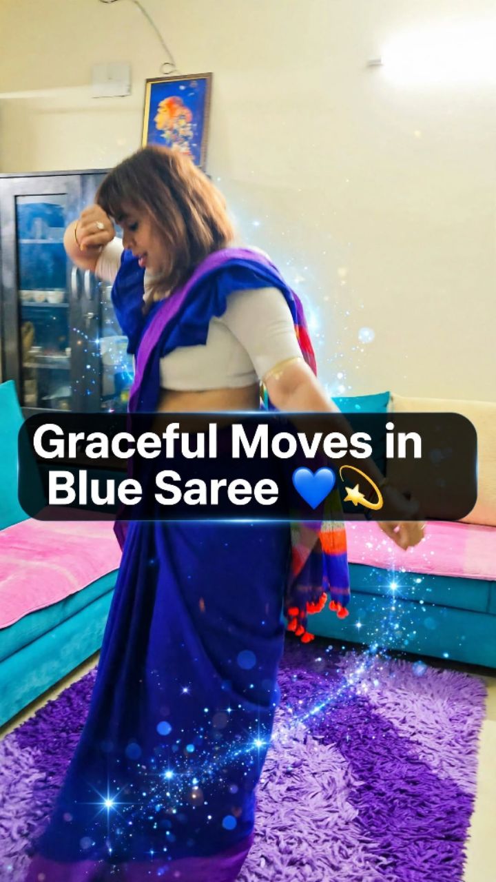 Dancing in Blue 💃 Saree Magic ✨