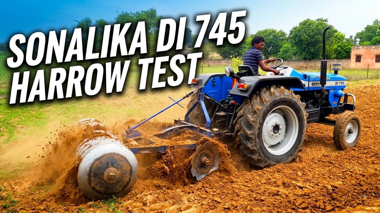 Sonalika Di 745 Harrow Testing Demo video | tractor video