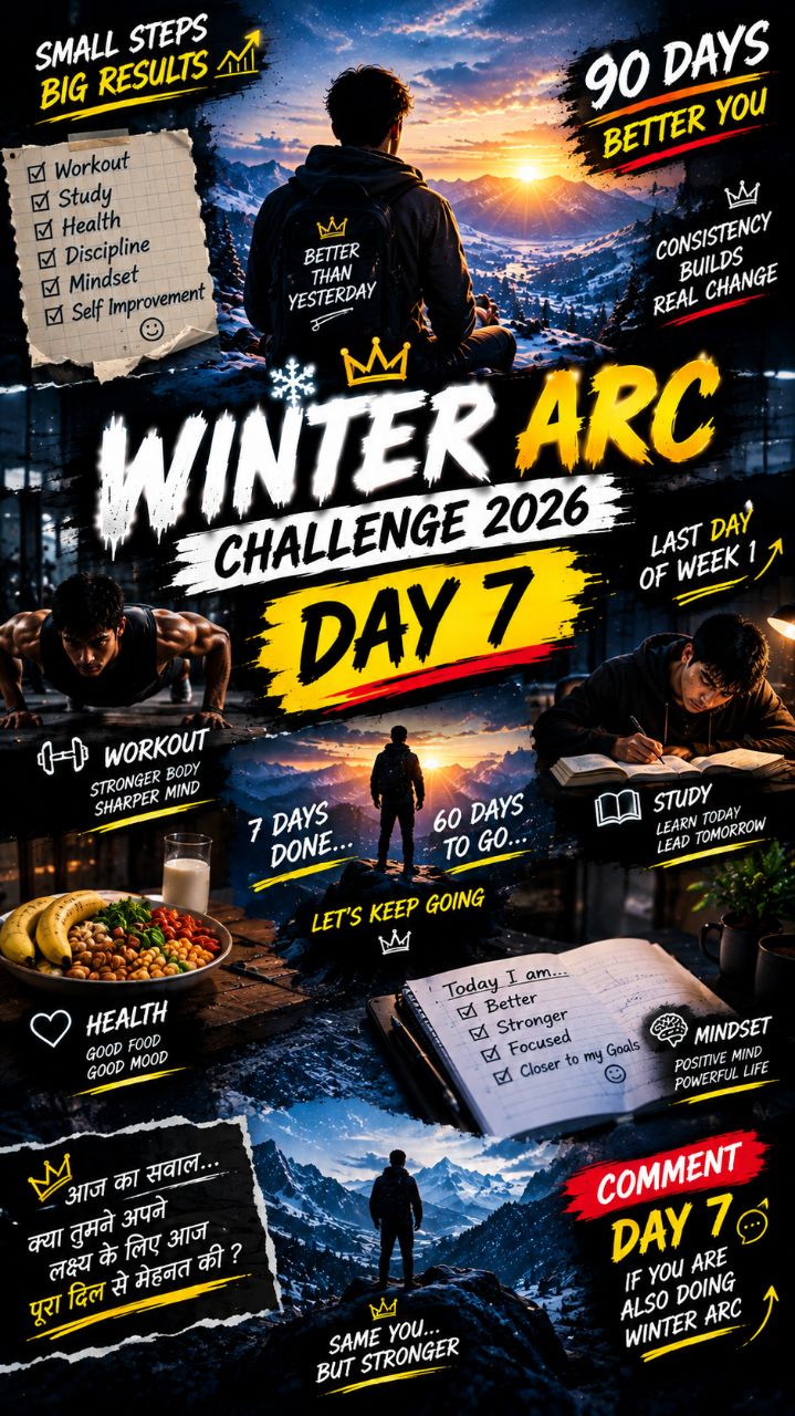 WINTER ARC CHALLENGE 2026 ❄️🔥 | DAY 7 | 7 Days Complete! 💪