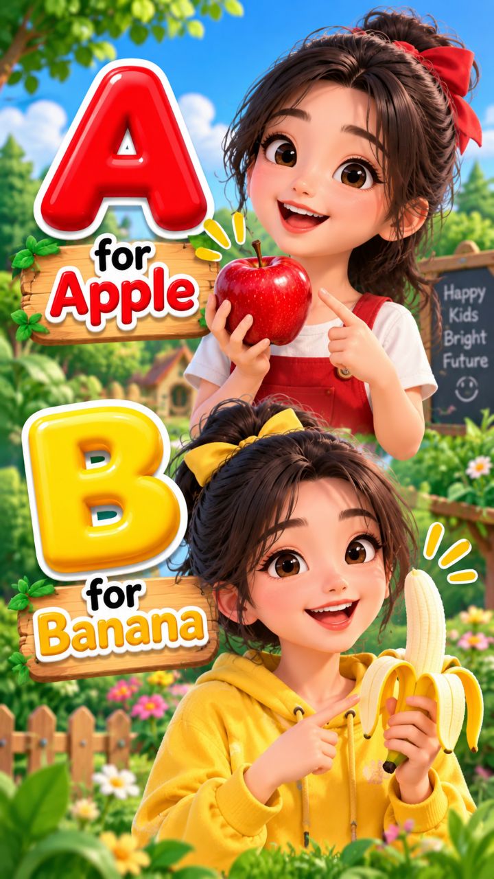 A for Apple 🍎 B for Banana 🍌 | Learn ABC | Kids Learning