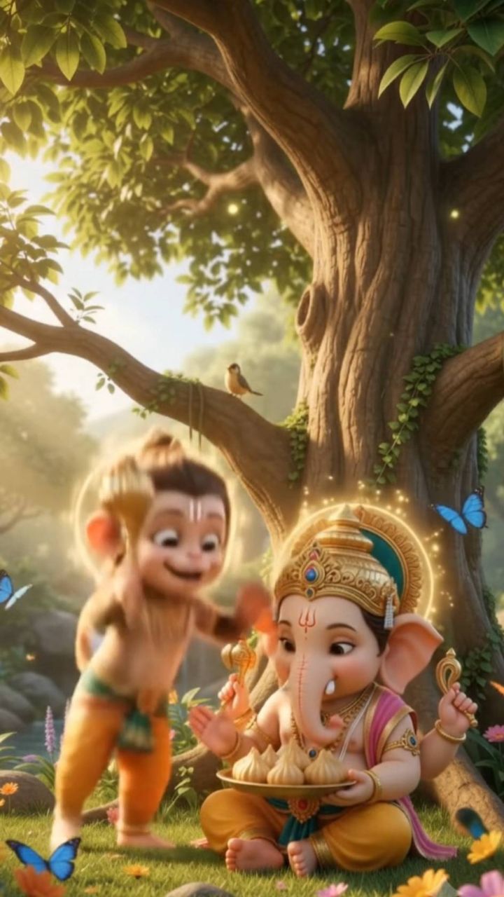 😂 બાળ હનુમાન અને ગણપતિ દાદાની મસ્તી! 🐘🚩❤️ | Cute Divine Friendship