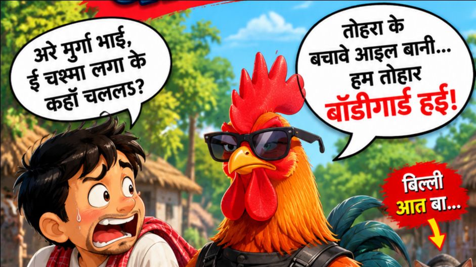 मुर्गा बना बॉडीगार्ड 😂 | बिल्ली को देखते ही खुद डर गया! 🤣