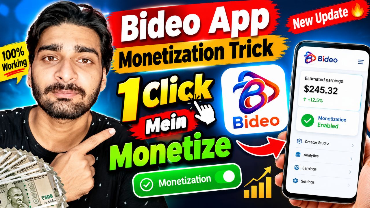 Bideo App Monetization Trick 🔥 1 Click Mein Monetize? | Bideo App Ko Monetize Kaise Kare