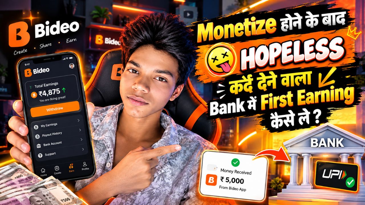 Bideo 🤑app ke first earning bank me kaise he 🤑 #earning #tech #viral #boost