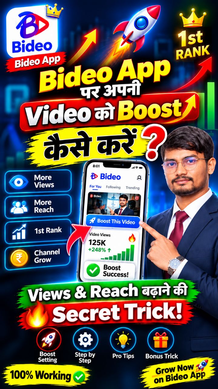 🔥 Bideo App पर अपनी Video को Boost कैसे करें? 🎯 Views & Reach बढ़ाने की Secret Trick!