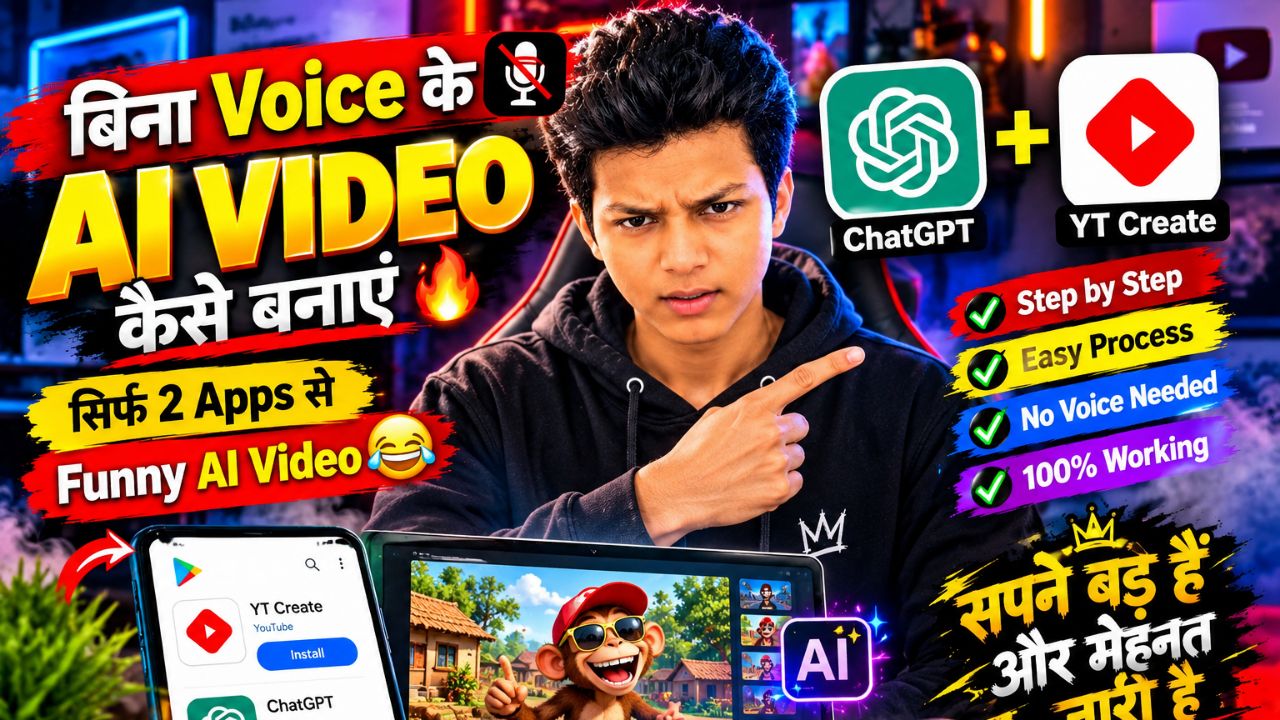 बिना Voice के AI Video कैसे बनाएं 😱 | ChatGPT + YT Create से Funny AI Video🔥#trending #viralvideo