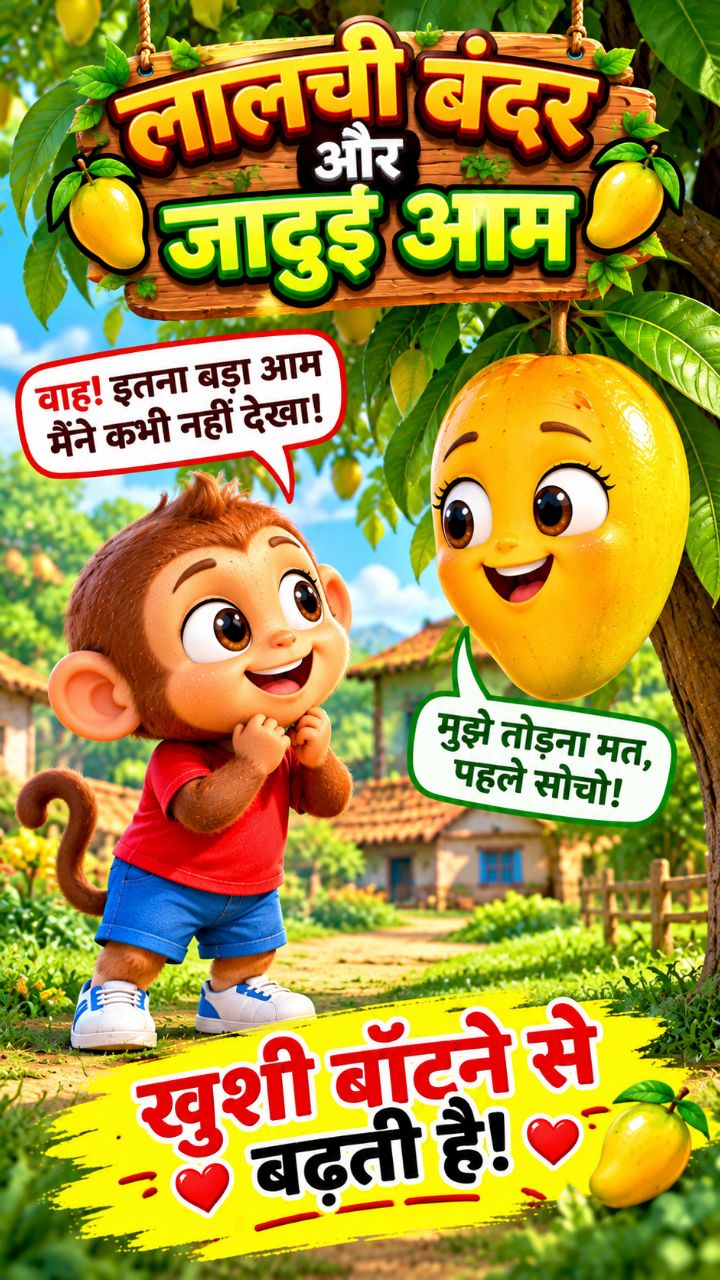 लालची बंदर और जादुई आम 🐒🥭 | आम ने किया ऐसा जादू! 😱 #shorts