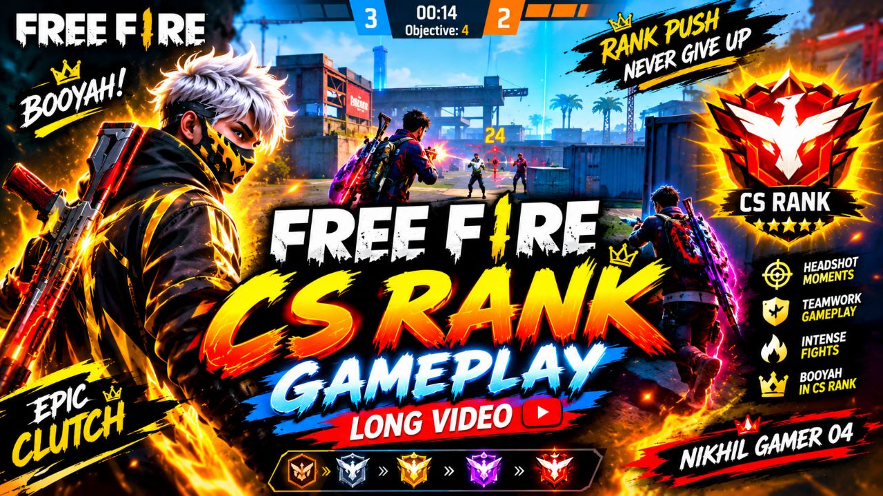 🔥 FREE FIRE CS RANK GAMEPLAY | EPIC CLUTCH & RANK PUSH 🏆 | NIKHIL GAMER 04