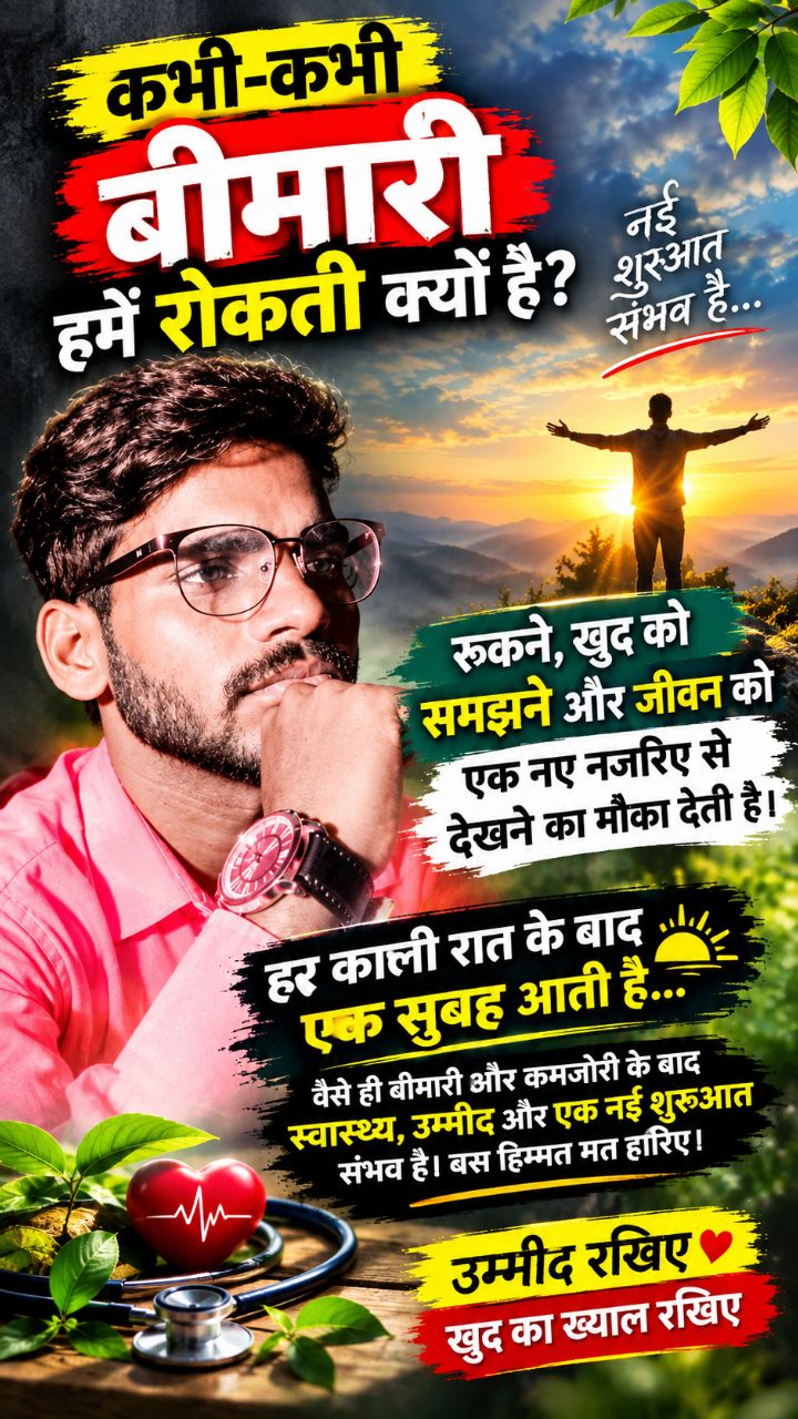 बीमारी अंत नहीं… एक नई शुरुआत हो सकती है//“कभी-कभी बीमारी हमें रुकने, खुद को समझने और जिंदगी को एक