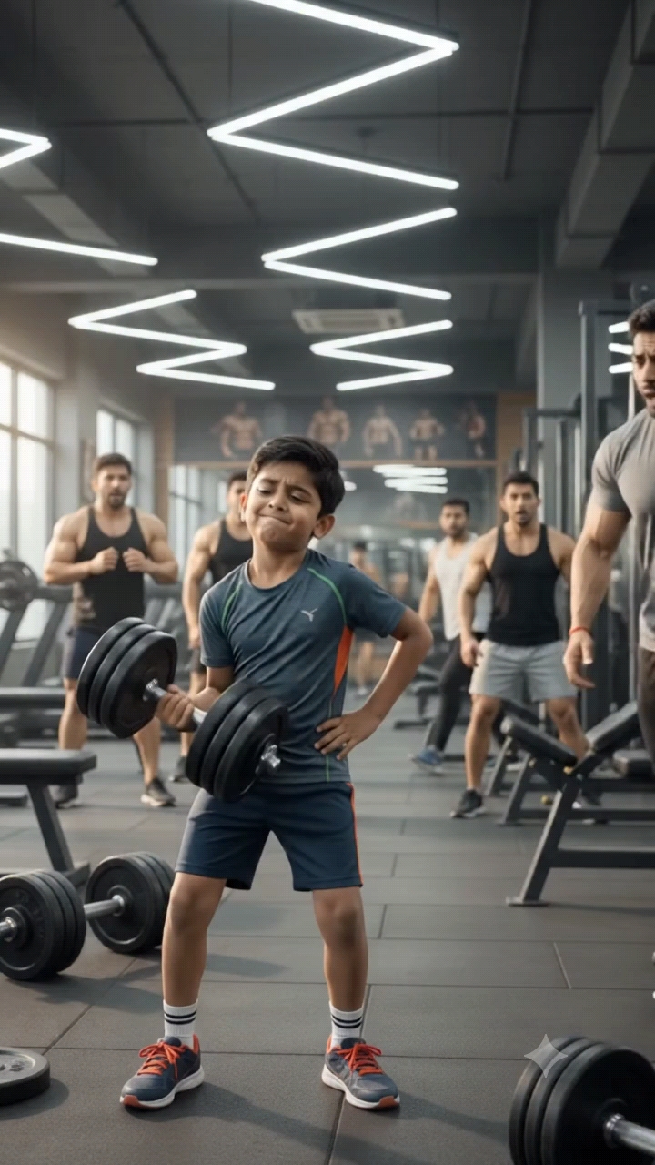जिम गया था बॉडी बनाने… ताकत बढ़ गई! 😂🏋️‍♂️🔄