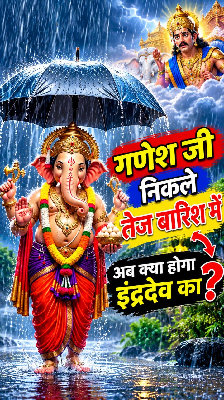 गणेश जी निकले तेज बारिश में, अब क्या होगा इंद्रदेव का?