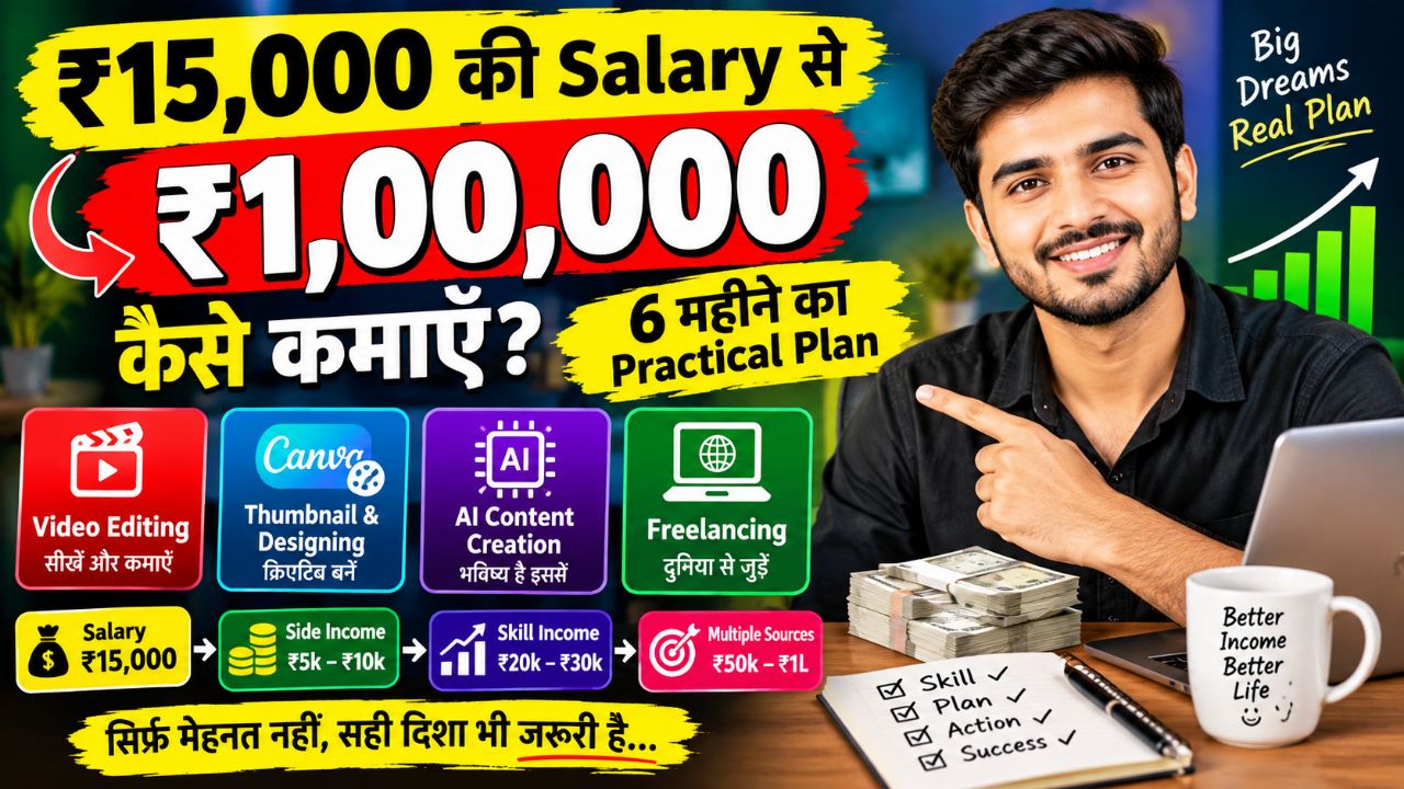 ₹15,000 की Salary से ₹1 लाख कैसे कमाएँ? | 6 महीने का Practical Plan 💰