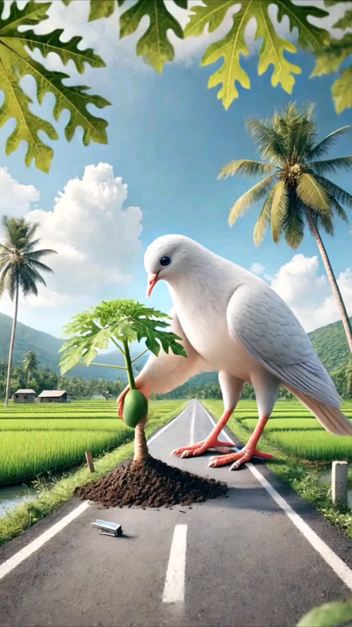 🐦 कबूतर ने सड़क किनारे लगाया पपीते का पेड़ 🌱😱 | Emotional AI Story | #ai #shorts