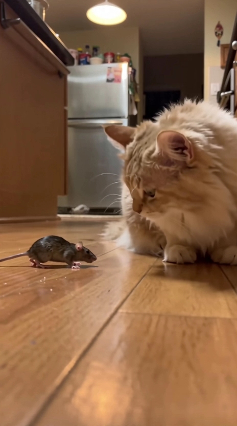 A cat and one rat