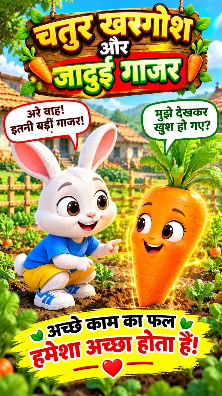 चतुर खरगोश और जादुई गाजर 🐰🥕✨ | गाजर ने किया कमाल! 😱 #shorts