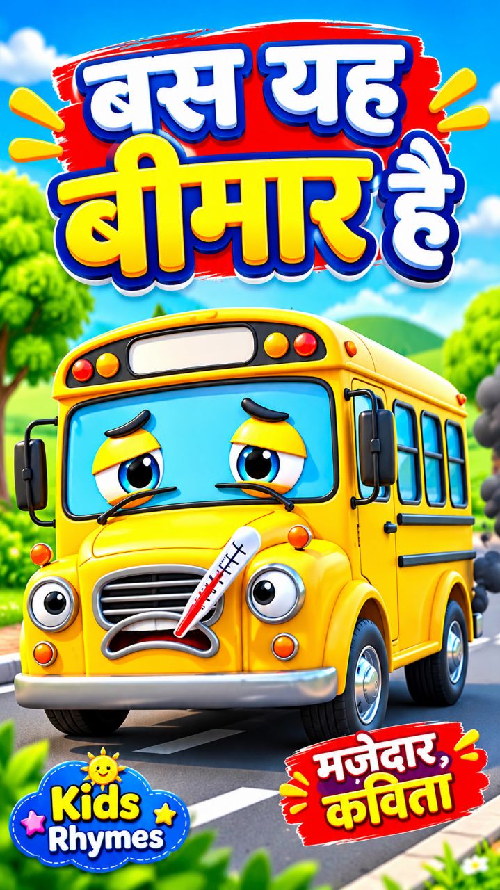 🚌 बस हुई बीमार है | बच्चों की मजेदार कविता | Hindi Rhymes for Kids #shorts
