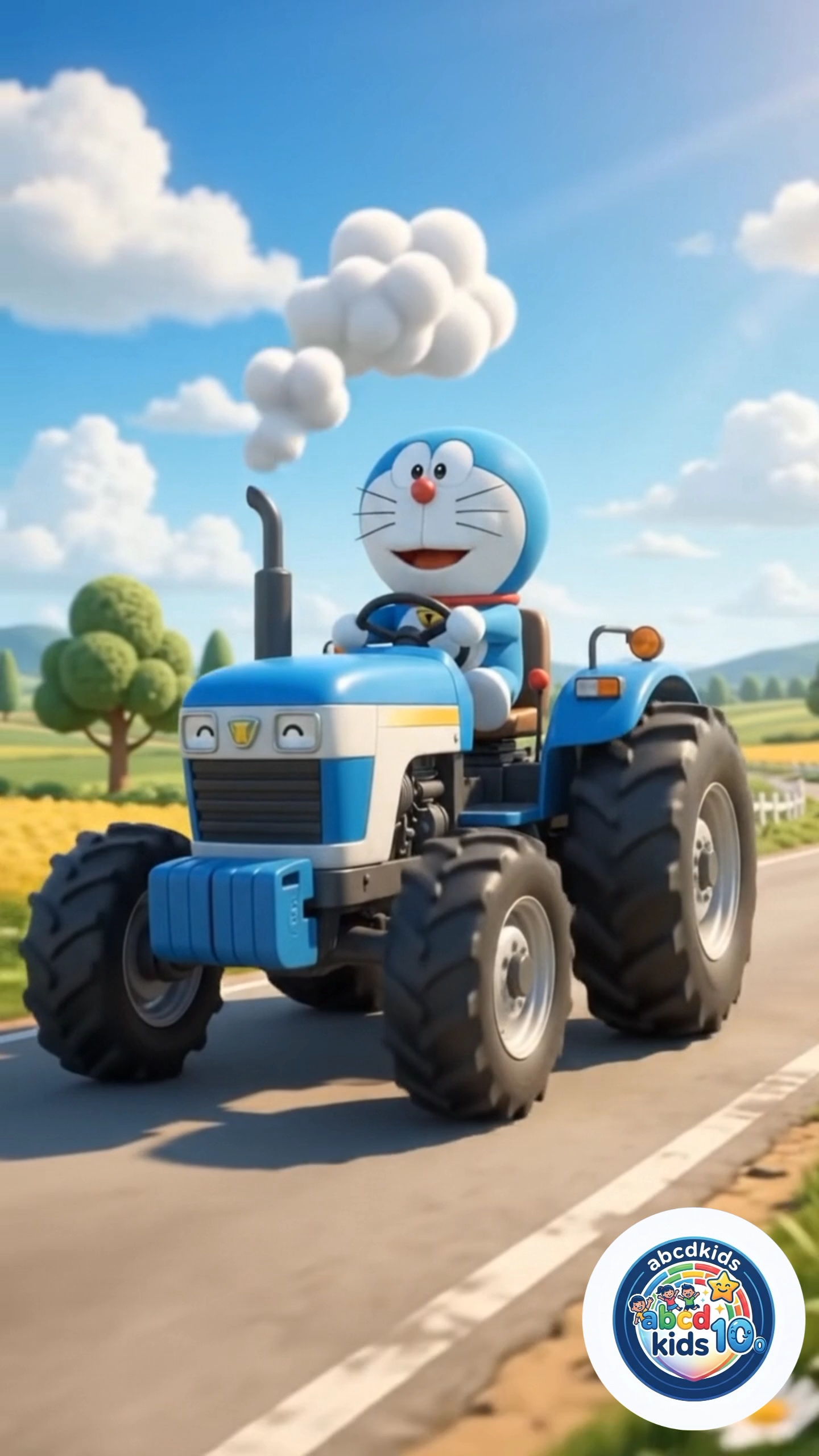 Wheels on the Car Go Round and Round 🚜 Doraemon Cartoon Style | Nursery Rhymes & Kids Songs
