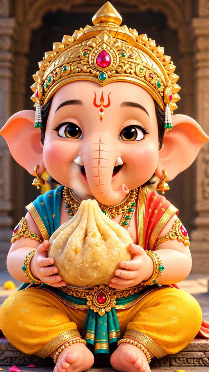 😍 प्यारे गणपति बप्पा का सुंदर दर्शन 🙏 | 3D Ganesha AI Animation | Ganpati Bappa Morya ❤️