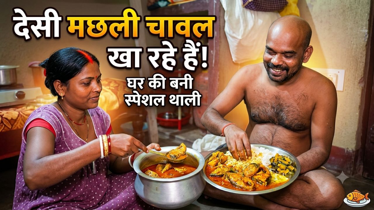 Option 3: देशी मछली चावल खाने का असली मज़ा! 😋 Family Lunch Vlog | Indian Eating Show