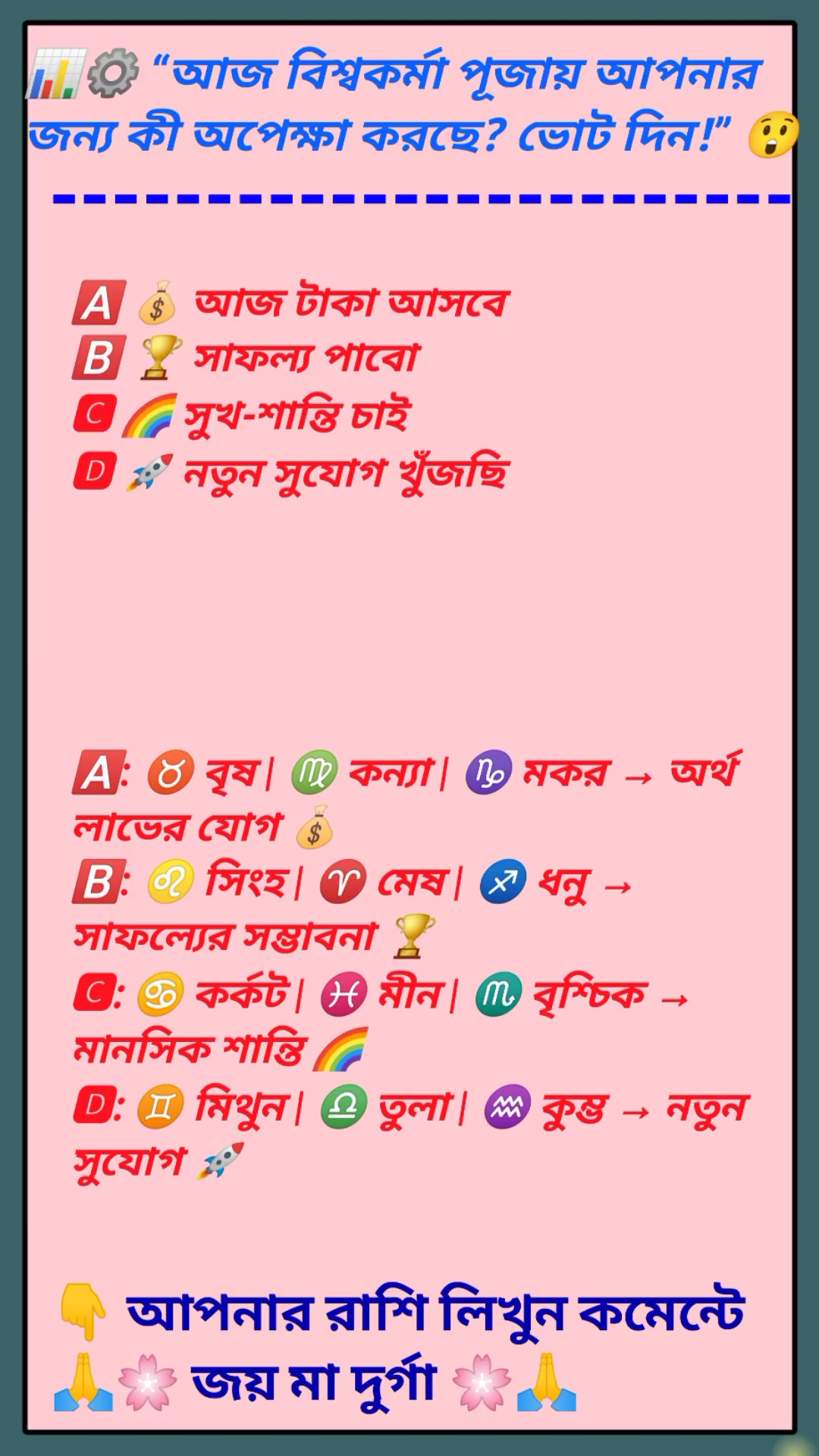 📊⚙️ “আজ বিশ্বকর্মা পূজায় আপনার জন্য কী অপেক্ষা করছে? ভোট দিন!” 😲
