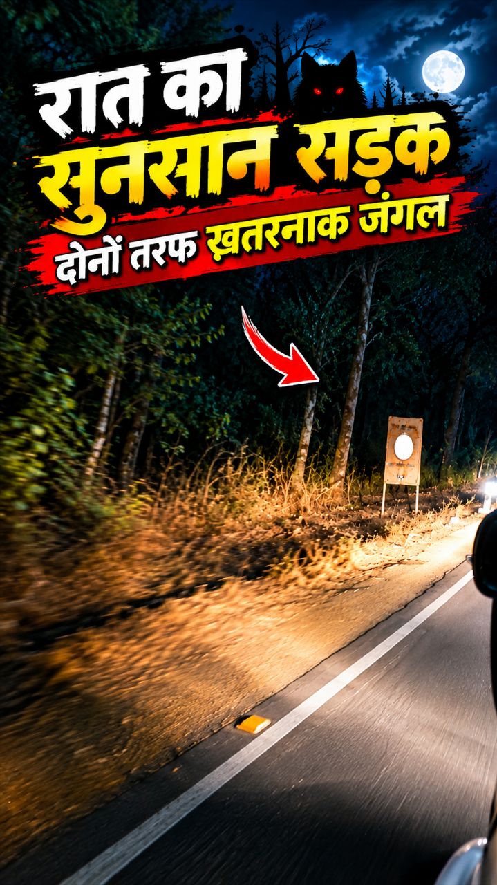 “रात की सुनसान सड़क और चारों तरफ घना जंगल! 😱🌲”