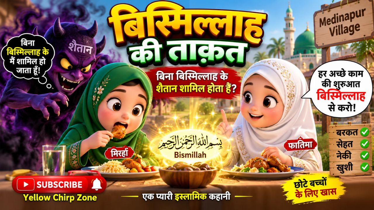 बिस्मिल्लाह की ताक़त | बिना बिस्मिल्लाह के शैतान शामिल होता है? | Islamic Cartoon Story | Fatima & M