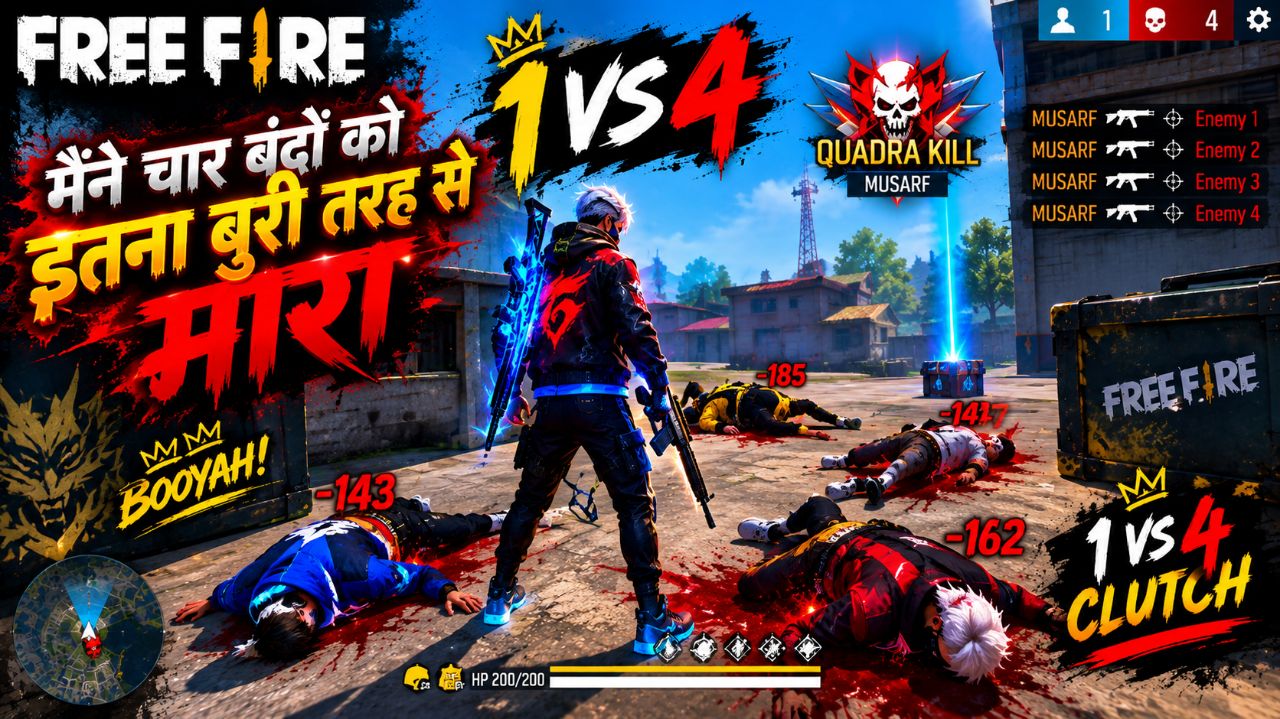 अकेले ने 4 बंदों की ऐसी हालत कर दी 😱🔥 | 1 VS 4 INSANE CLUTCH 💀 | BOOYAH! 🏆