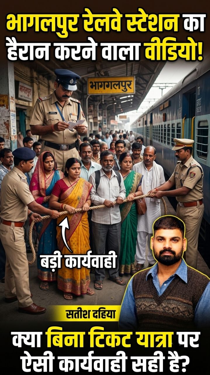 भागलपुर में बिना टिकट यात्रियों पर सख्त कार्रवाई! रस्सी से घेरा 🚨 #Bhagalpur #RailwayNews
