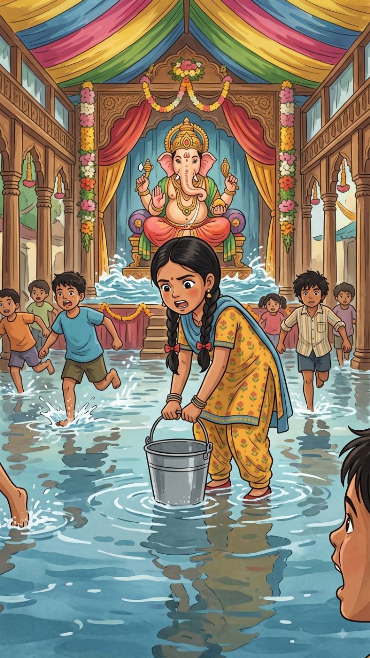 बारिश ने रोक दी गणपति बप्पा की स्थापना! 🌧️🙏 | पार्थ और गुड़िया | Ghibli Style #Shorts