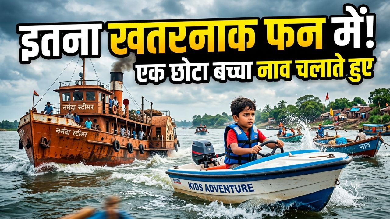 ​इतना खतरनाक फन में एक छोटा बच्चा नाव चलाते हुए! 🚤🔥